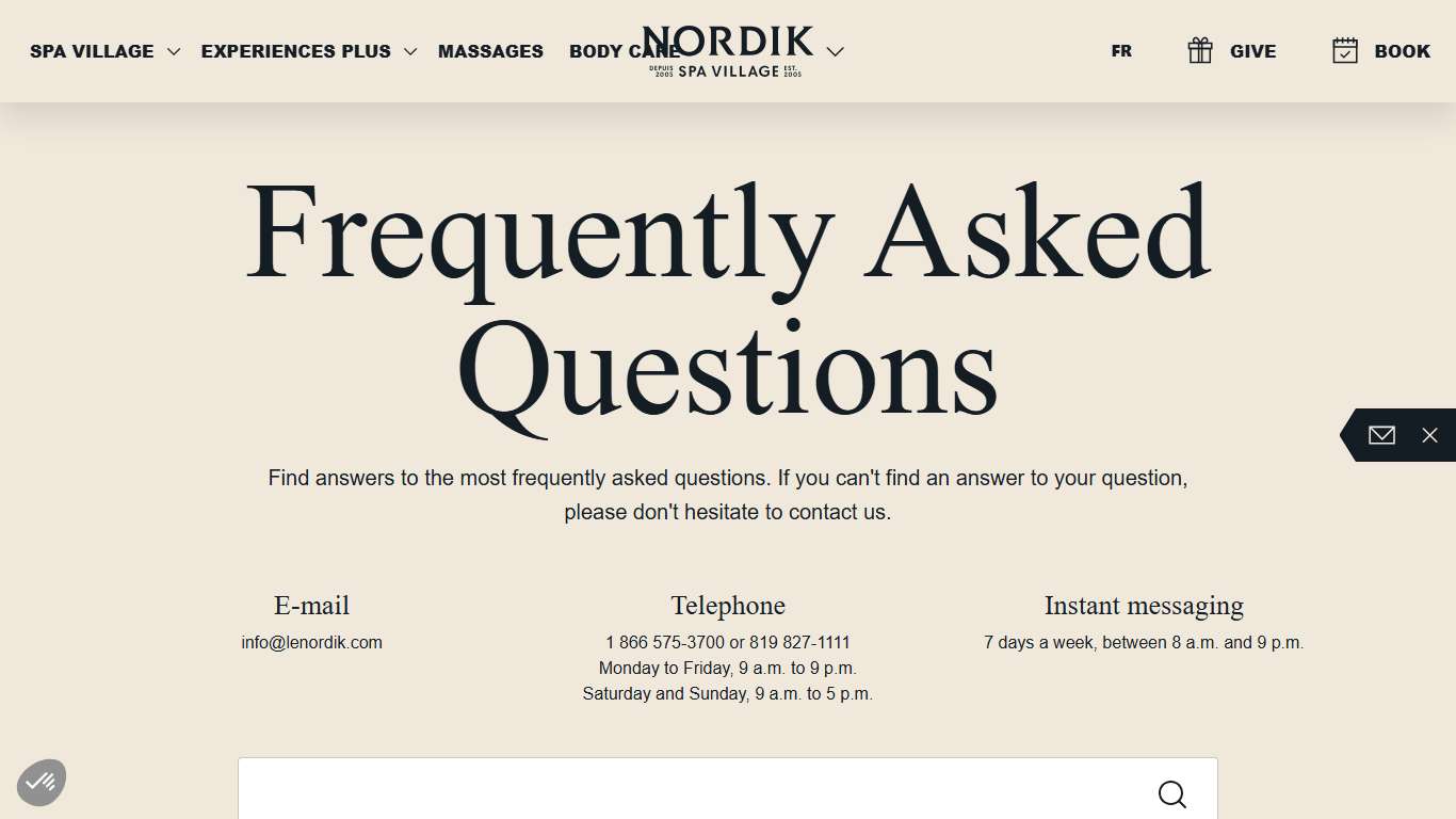 Frequently Asked Questions FAQ Nordik Spa Village Chelsea